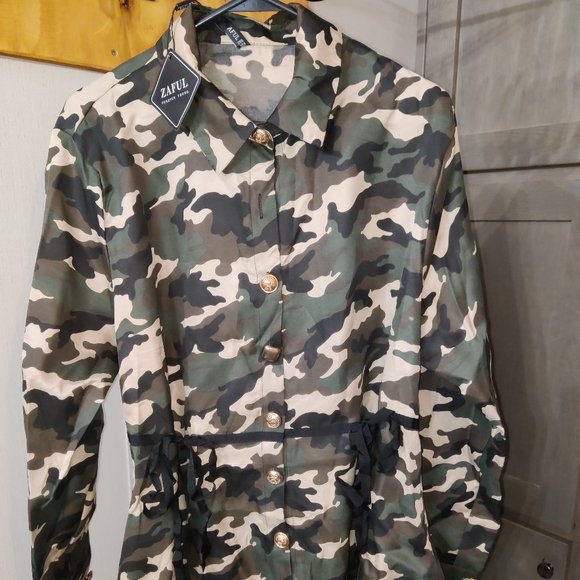 Nwt Plus Size Camo Print High Low Coat - Picture 3 of 12